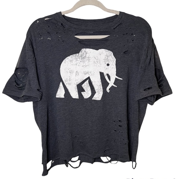 Banana Republic Tops - SOLD BANANA REPUBLIC Distressed Elephant Graphic Crop Top